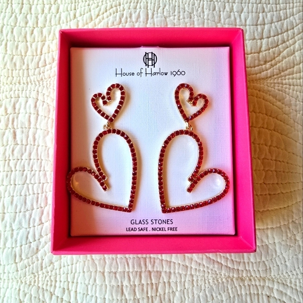 House of Harlow 1960 Gold Heart Earrings
